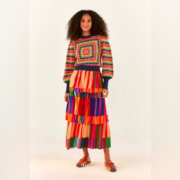 NWT Farm Rio Sunset Stripes Crochet Sweater - Picture 2 of 9